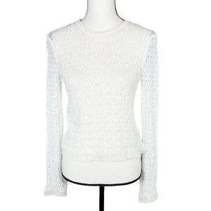 Zara White Lace Long Sleeve Top